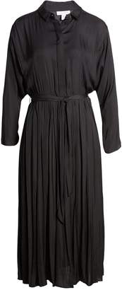 topshop satin pleat shirt dress