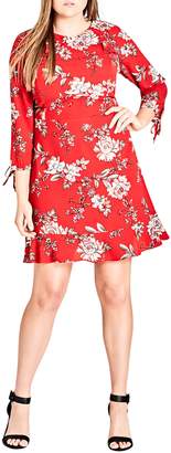 City Chic Scarlet Floral Fit & Flare Dress