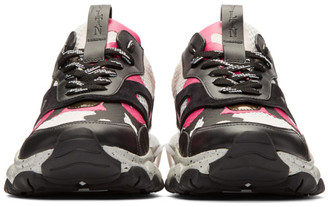 Valentino Black and Pink Garavani Camouflage Bounce Sneakers
