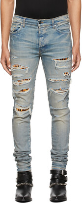 Amiri Blue Leopard Thrasher Jeans
