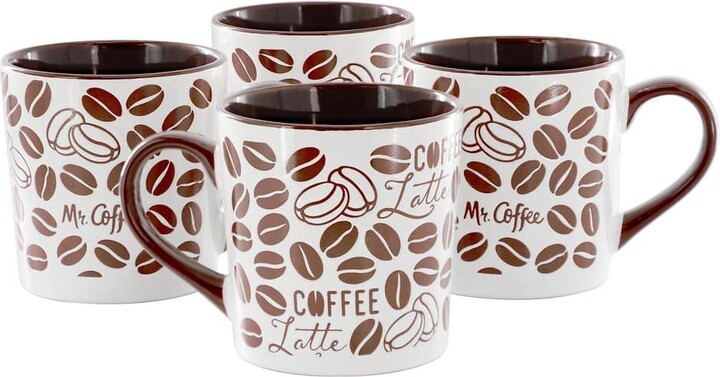 Mr. Coffee Vintage Brew 4 Piece 18 Ounce Stoneware Mug Set in Brown