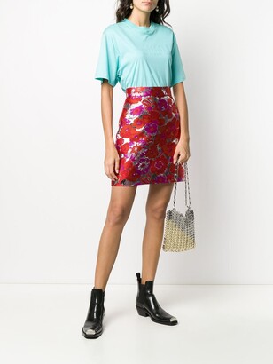 MSGM Metallic Floral-Jacquard Skirt