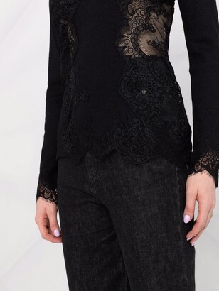 Ermanno Scervino Lace-Panel Long-Sleeve Top