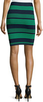 Thumbnail for your product : Halston Striped Sweater Knit Pencil Skirt, Navy/Grass