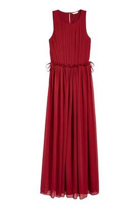 H&M Long Chiffon Dress - Dark red - Women