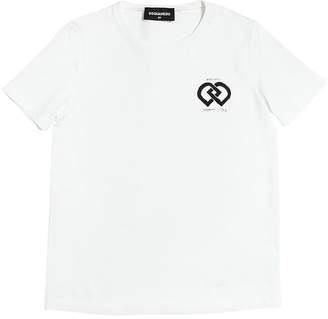 DSQUARED2 Logo Print Cotton Jersey T-Shirt
