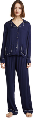Splendid Women's Notch Collar Long Sleeve Pajama Set