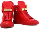Thumbnail for your product : Buscemi Embellished Textured-Leather High-Top Sneakers