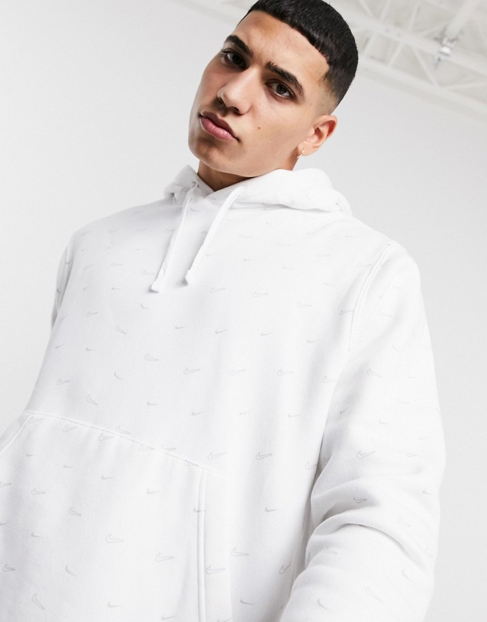 Nike All-over swoosh print hoodie in white - ShopStyle