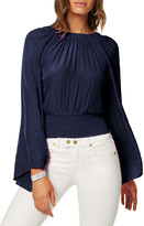Thumbnail for your product : Ramy Brook Candace Smocked Flared-Sleeve Open-Back Top