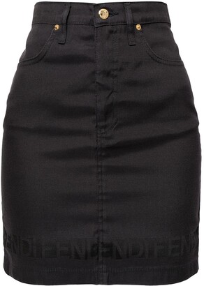 Fendi Pre-Owned 1990s Logo-Print High-Waisted Denim Skirt