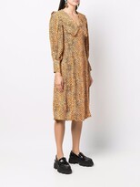Thumbnail for your product : Ganni Leopard-Print Crepe Oversized-Collar Dress
