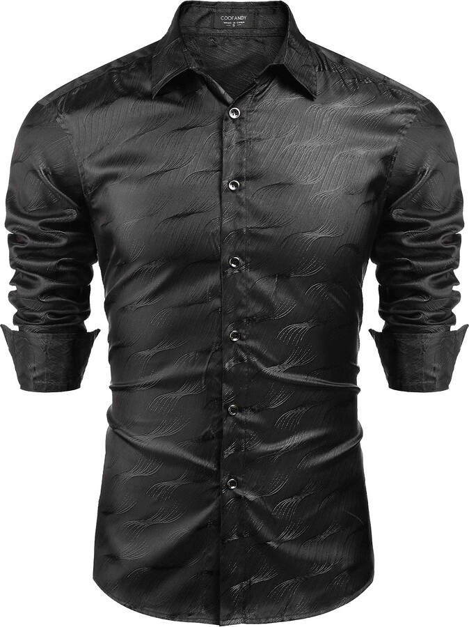 COOFANDY Men's Luxury Dress Shirt Long Sleeve Slim Fit Wrinkle-Free ...