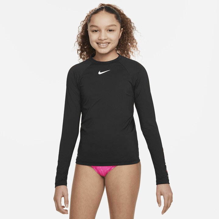 Nike Swoosh Big Kids' (Girls') Long Sleeve Hydroguard in Blue - ShopStyle