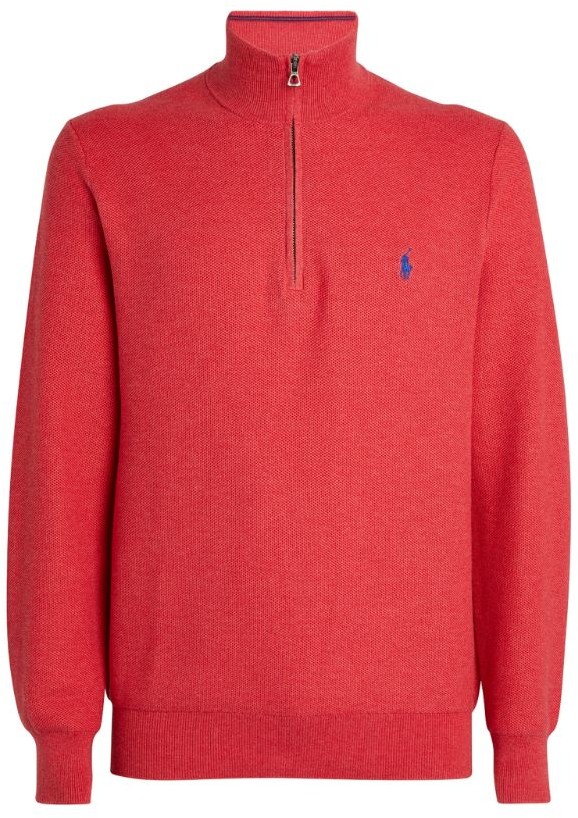 ralph lauren half zip waffle knit jumper