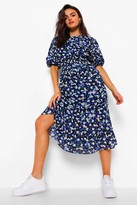 Thumbnail for your product : boohoo Floral Chiffon Puff Sleeve Midi Dress