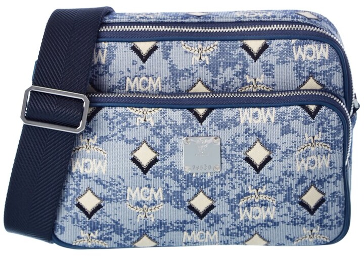 MCM Klassik Vintage Jacquard Monogram Canvas & Leather Crossbody