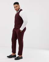 Thumbnail for your product : ASOS Design DESIGN Plus wedding skinny suit pants in burgundy wool mix herringbone