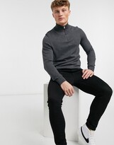 Thumbnail for your product : Burton Menswear organic cotton blend knitted half zip jumper in charcoal