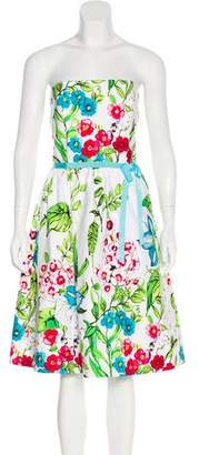 David Meister Floral Print Sleeveless Dress