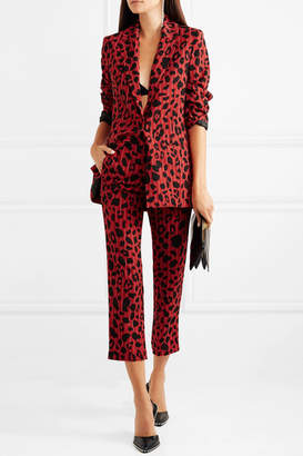 Koché - Taylor Leopard-print Pinstriped Stretch-twill Straight-leg Pants - Red