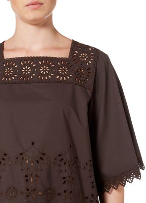 Max Mara Weekend CATONE short sleeve broderie cotton mix top