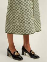 Thumbnail for your product : Gucci Gg Marmont Patent Leather Block Heel Loafers - Womens - Black