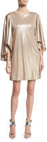 Thumbnail for your product : Halston Metallic Jersey Cape-Sleeve Dress, Champagne