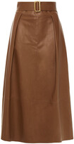 Thumbnail for your product : Vince Pleated Leather Midi Skirt
