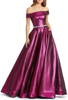 Thumbnail for your product : Mac Duggal Off the Shoulder Metallic Ballgown