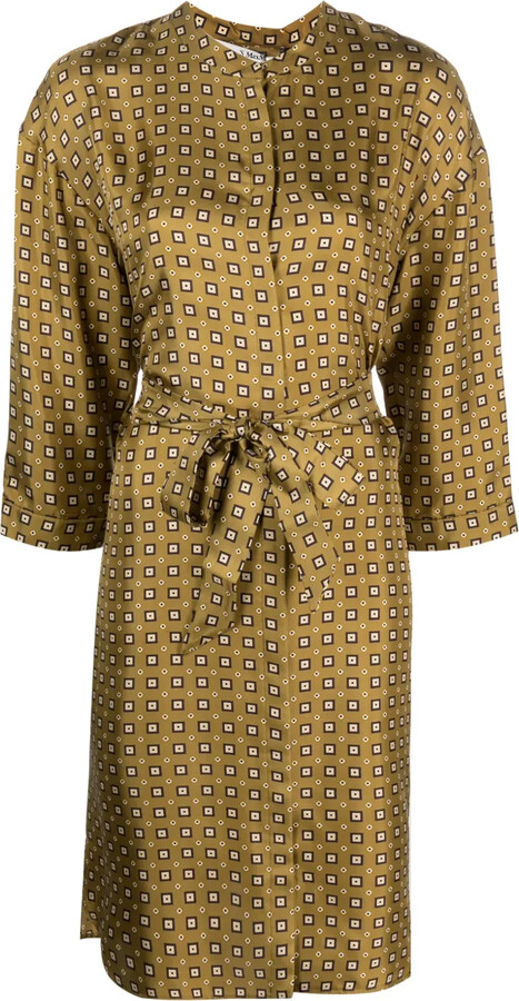 Graphic-Print Silk Dress