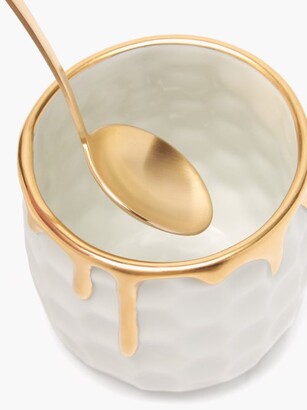 L'OBJET L’objet - Beehive 24kt Gilded Porcelain Honey Pot - Gold Multi