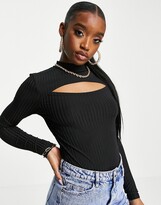 Thumbnail for your product : Parisian cut-out front bodysuit in black