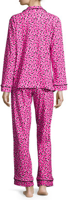 BedHead Demi-Ball Dotted Classic Pajama Set, Fuchsia/Black