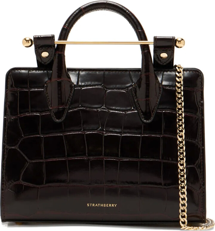 Strathberry Croc-embossed chain tote bag