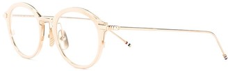Thom Browne Eyewear Gold Optical Glasses With Clear Lens