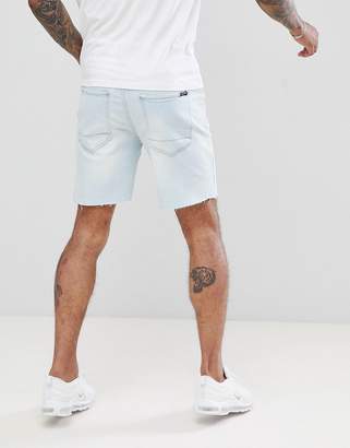 Pull&Bear Slim Fit Denim Shorts In Light Blue