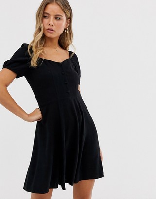 New Look button through tea dress in black