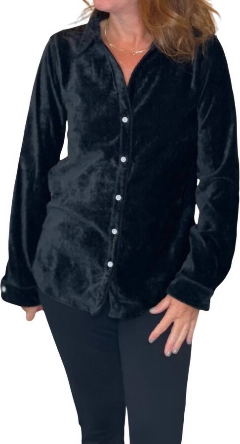 Dylan Classic Velvet Shirt In Black