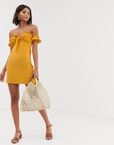 Thumbnail for your product : ASOS DESIGN off shoulder mini sundress with tie