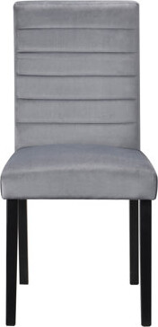 Gray Velvet Upholstered Dining Side Chairs, 2, Black Finish Wood Support Casual 2pcs, Frame Tea Area