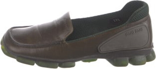 Miu Miu Leather Loafers Green Round-Toes Platform Includes Box Unfortunately, due to restrictions, this item may not be eligible for shipping in all areas.