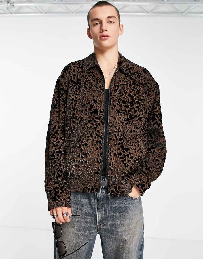 ASOS DESIGN harrington burnout jacket in black ShopStyle