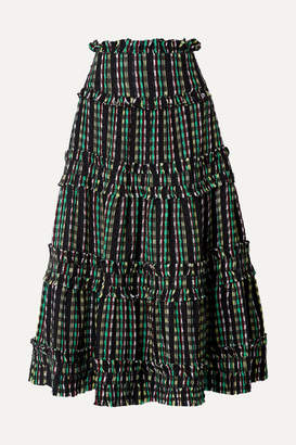 Proenza Schouler Tiered Tweed Maxi Skirt - Black