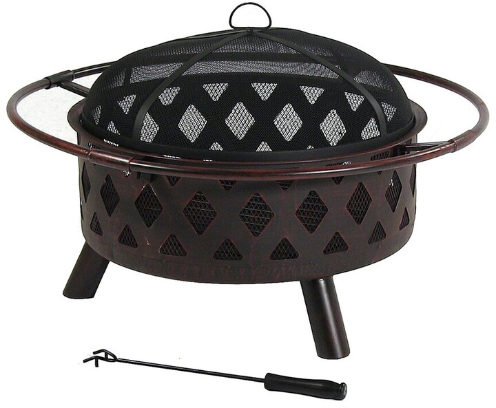 Sunnydaze 30In Fire Pit Steel With Bronze Finish Crossweave With Spark