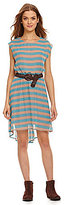 Thumbnail for your product : As U Wish Cap-Sleeve Striped Dress