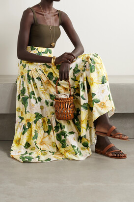Dolce & Gabbana Tiered Floral-print Cotton-poplin Maxi Skirt - Yellow