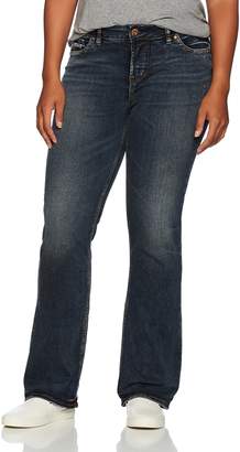 Silver Jeans Co. Women's Plus Size Calley Straight Fit Mid Rise Slim Bootcut Jeans