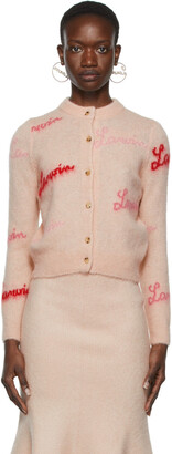Lanvin Pink Alpaca & Mohair Intarsia Logo Cardigan