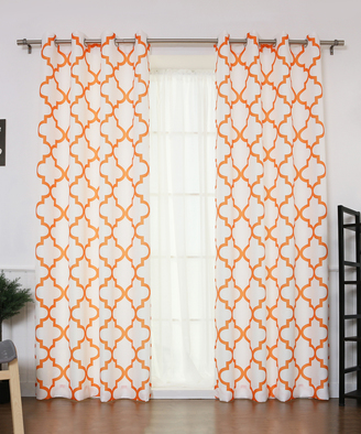 Best Home Fashion Orange Oxford Reverse Curtain Panel - Set of Two